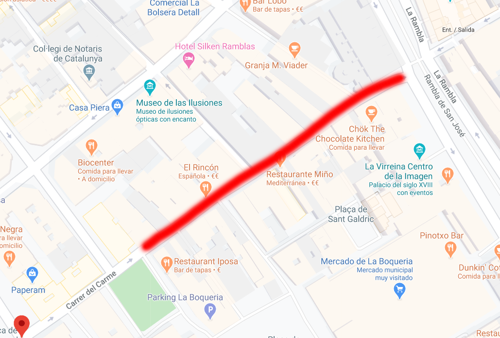 La calle del Carmen de Barcelona estará cerrada todos los días de 9 a 21 horas
