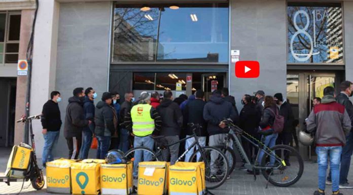 Los Riders se concentran ante la sede de Glovo en Barcelona Los Riders se concentran ante la sede de Glovo en Barcelona