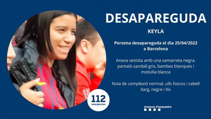 Los Mossos buscan a KEYLA, una chica desaparecida en Barcelona