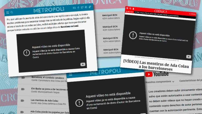 Google y Dailymotion eliminan contenidos de MetrópoliAbierta y CrónicaGlobal que atacaban a Colau
