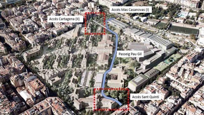 Nuevo vial en el hospital de Sant Pau para cruzar andando de Mas Casanovas a Sant Quintí