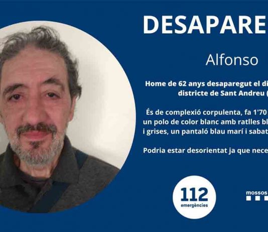 Se busca a un hombre de 62 años desaparecido en el distrito de Sant Andreu Se busca a un hombre de 62 años desaparecido en el distrito de Sant Andreu
