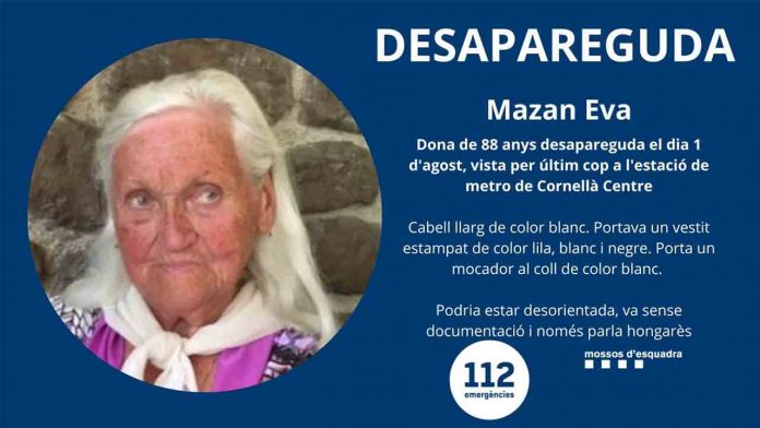 Buscan a una mujer de 88 años desaparecida el 1 de agosto