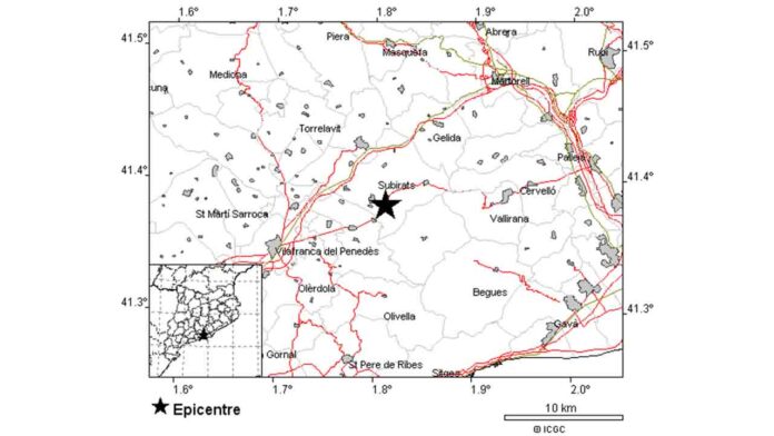Un terremoto de magnitud 2,6 sacude el Alt Penedès y el Garraf