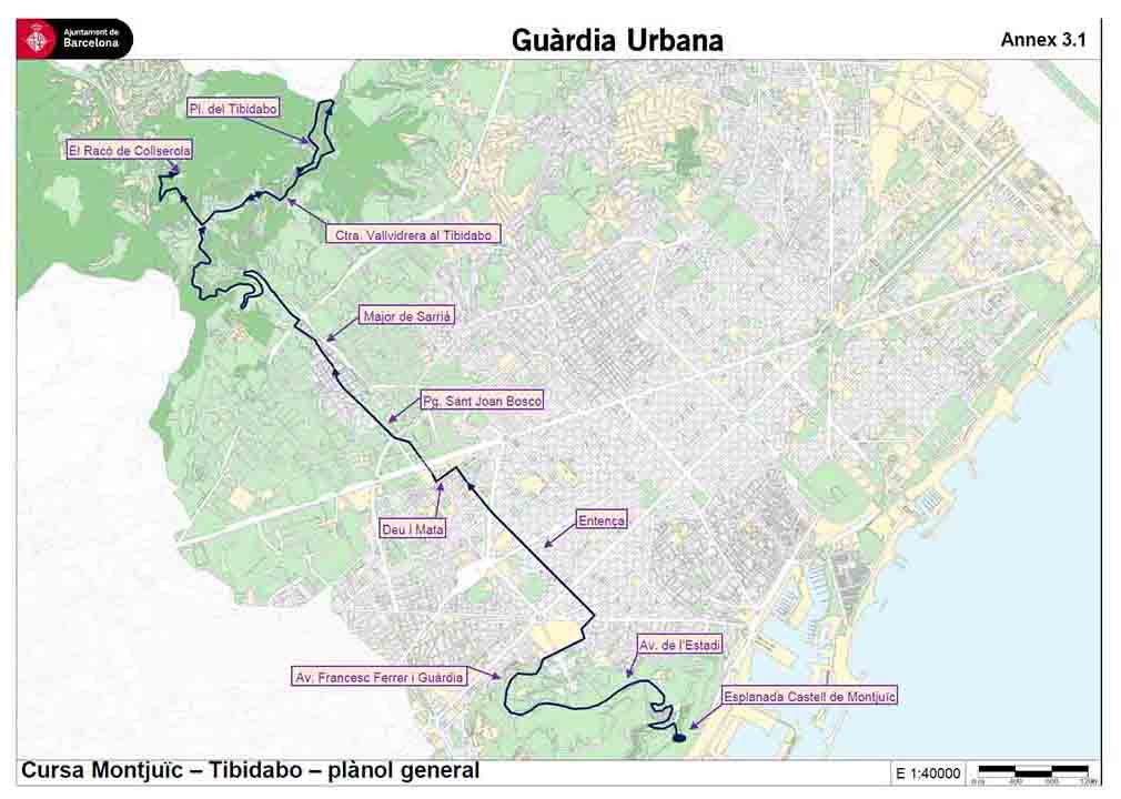MAPA Afectaciones a la movilidad por la cursa Montjuic Tibidabo