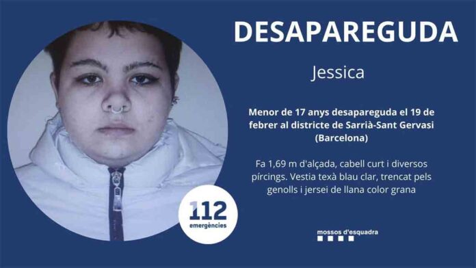 Buscan a Jessica, una menor desaparecida en Sarrià–Sant Gervasi