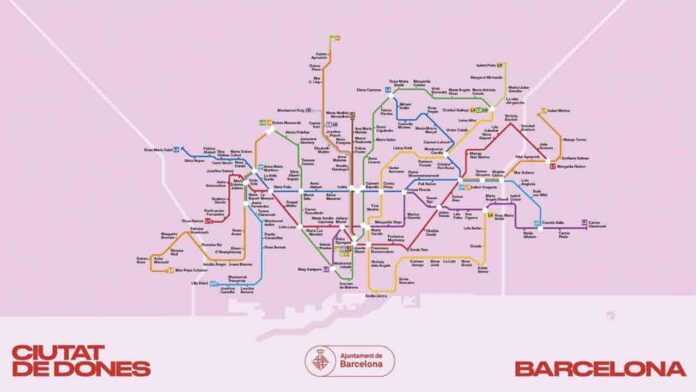El mapa del metro de Barcelona con nombres de mujeres por el 8-M 2023