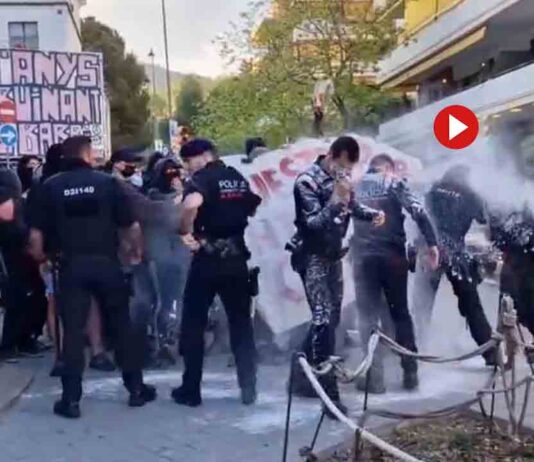 Enfrentamientos por un acto de Ciudadanos y la ultraderecha en un edificio ocupado de la Bonanova Enfrentamientos por un acto de Ciudadanos y la ultraderecha en un edificio ocupado de la Bonanova