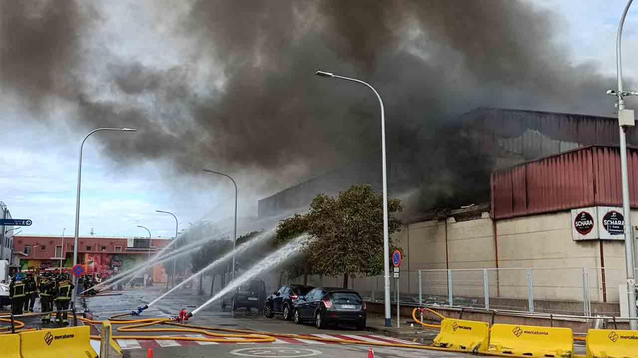 Extinguido el incendio de la empresa cárnica de la Zona Franca