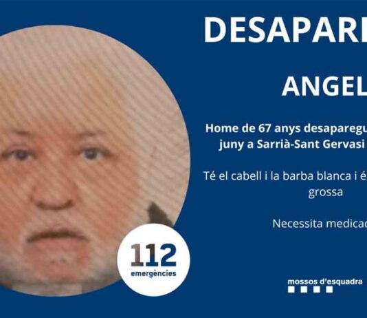 Buscan a Ángel, un hombre de 67 años desaparecido en Sarrià-Sant Gervasi Buscan a Angel, un hombre de 67 años desaparecido en Sarrià-Sant Gervasi