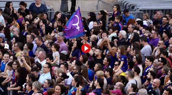 EL Barça vuelve a celebrar la Champions en la plaza de Sant Jaume EL Barça vuelve a celebrar la Champions en la plaza de Sant Jaume