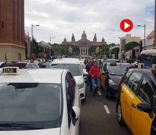 Manifestación de los taxistas en el centro de Barcelona Manifestación de los taxistas en el centro de Barcelona