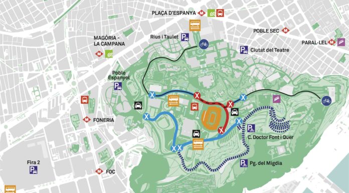 ¿Cómo llegar a Montjuïc cuando hay partidos del Barça? Taxi, Bus, Moto y Bici Dispositivo de movilidad durante los partidos del FC Barcelona en el Estadi Olímpic