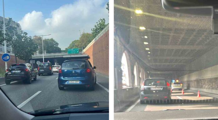 Retenciones de 3 kilómetros en la Ronda Litoral por un accidente Retenciones de 3 kilómetros en la Ronda Litoral por un accidente