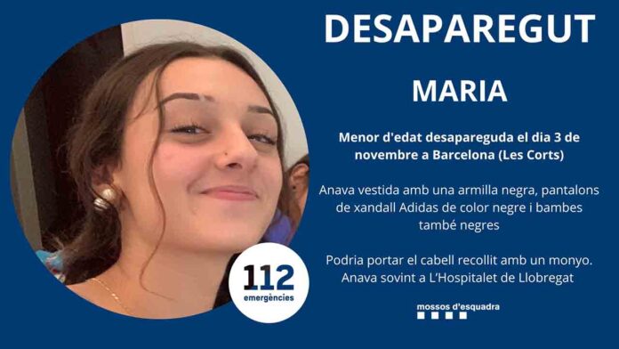 Los Mossos buscan a María, desaparecida en Les Corts el 3 de noviembre