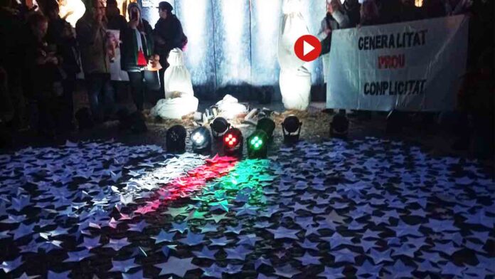 Estrellas en la Plaza Sant Jaume por los niños asesinados en Gaza