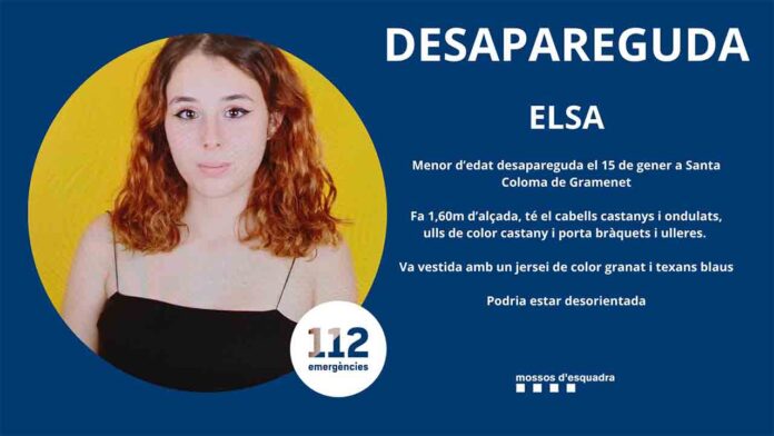 Piden ayuda para encontrar a una menor desaparecida en Santa Coloma