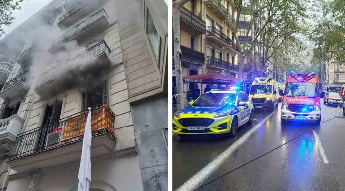 Incendio en una vivienda de la calle Còrsega en el Eixample Incendio en una vivienda de la calle Còrsega en el Eixample