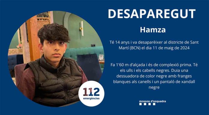 Buscan a un menor de 14 años desaparecido em Sant Martí Buscan a un menor de 14 años desaparecido em Sant Martí