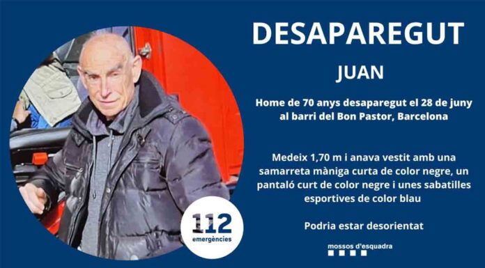 Encuentran sin vida a Juan, el hombre de 70 años desaparecido en el Bon Pastor Buscan a un hombre de 70 años desaparecido en el barrio del Bon Pastor