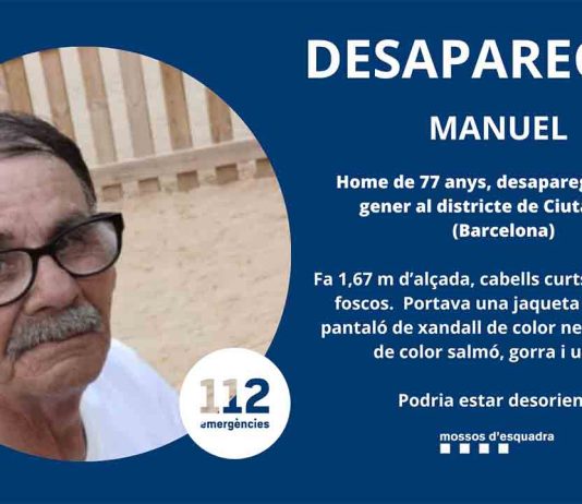 Buscan a un hombre de 77 años desaparecido en Ciutat Vella Buscan a un hombre de 77 años desaparecido en Ciutat Vella