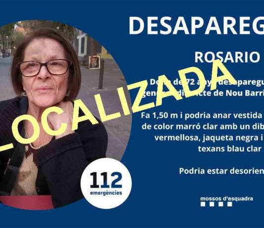 Localizada la mujer de 72 años desaparecida en Nou Barris Localizada la mujer de 72 años desaparecida en Nou Barris
