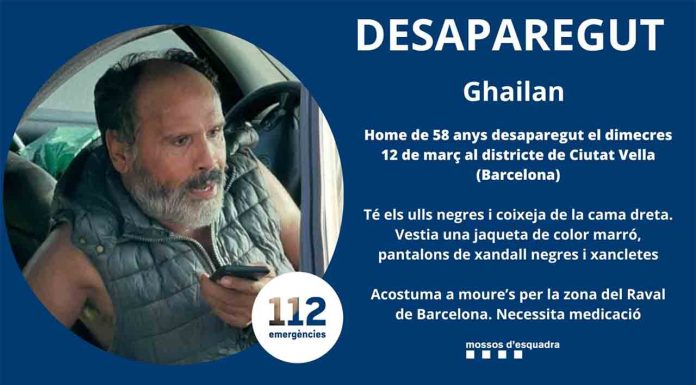 Encuentran sano y salvo a Ghailan, el hombre desaparecido en Ciutat Vella Buscan a un hombre desaparecido en Ciutat Vella que necesita medicación