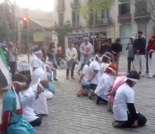 Protesta en Barcelona contra los ataques a centros sanitarios de Palestina Protesta en Barcelona contra los ataques a centros sanitarios de Palestina