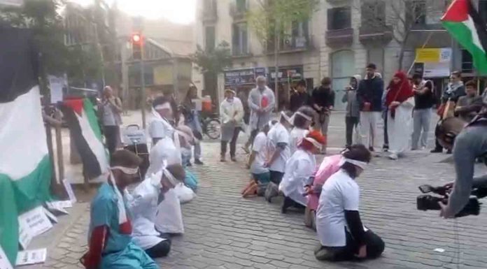 Protesta en Barcelona contra los ataques a centros sanitarios de Palestina Protesta en Barcelona contra los ataques a centros sanitarios de Palestina
