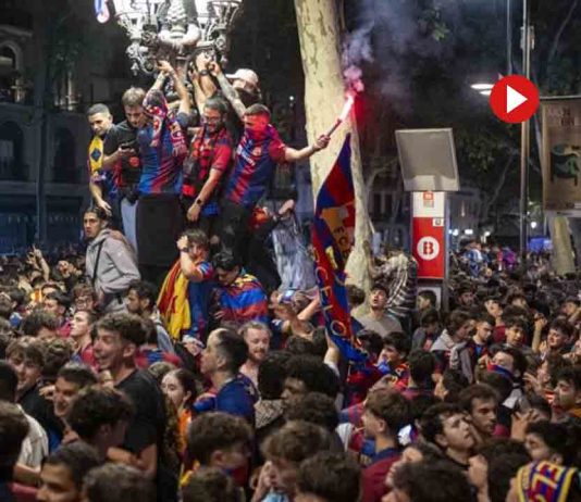 Gran fiesta en Canaletes: Barça Campeón Gran fiesta en Canaletes: Barça Campeón