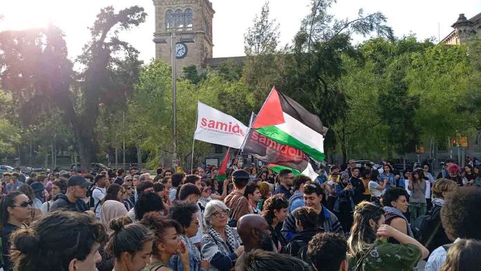 Manifestación de los universitarios en apoyo a Palestina