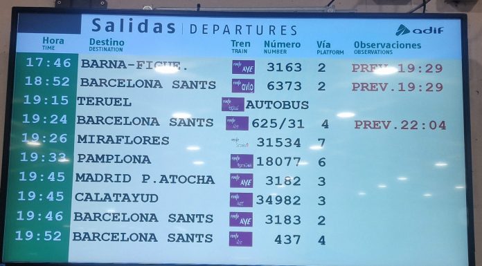 Suspendidos dos horas los trenes de alta velocidad entre Barcelona y Madrid