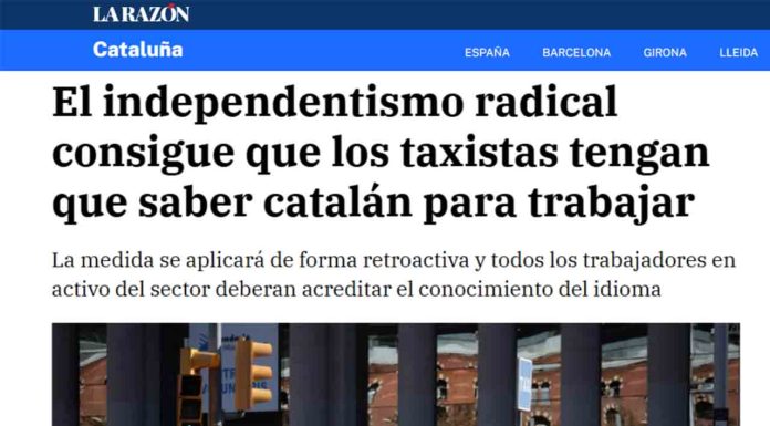 La Razón vuelve a atacar el catalán… y ahora también al taxi La Razón vuelve a atacar el catalán… y ahora también al taxi