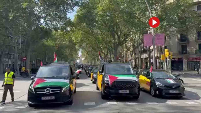 Cientos de taxistas se suman por primera vez a una manifestación pro Palestina