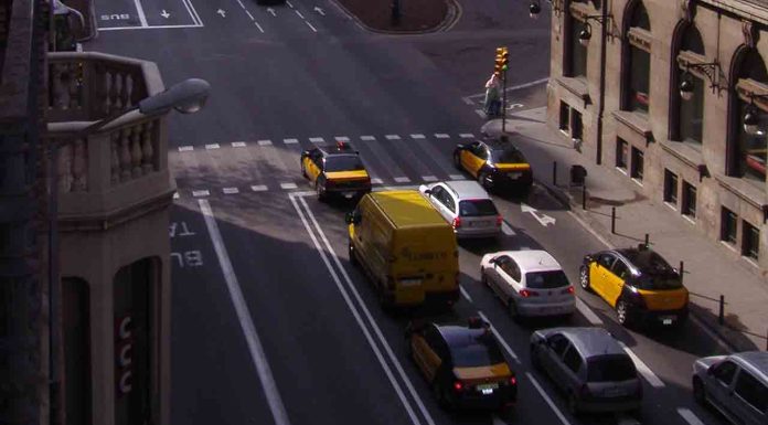 Libre circulación del taxi en Via Laietana Libre circulación del taxi en Via Laietana