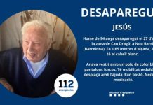 Buscan a un hombre de 94 años desaparecido en Nou Barris Buscan a un hombre de 94 años desaparecido en Nou Barris