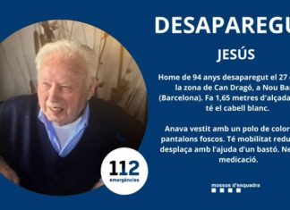 Buscan a un hombre de 94 años desaparecido en Nou Barris Buscan a un hombre de 94 años desaparecido en Nou Barris