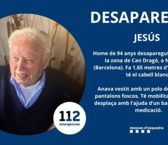 Localizan sano y salvo al hombre de 94 años desaparecido en Nou Barris Buscan a un hombre de 94 años desaparecido en Nou Barris