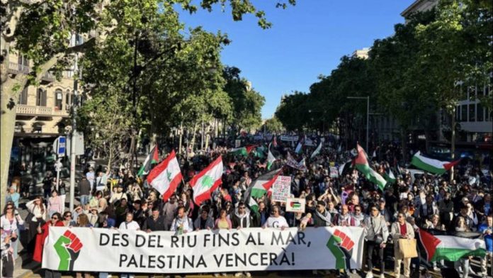 Masiva manifestación en Barcelona por el 78 aniversario de la Nakba