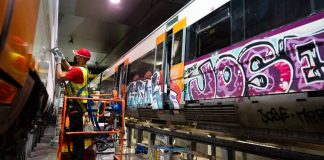 Renfe acelera la limpieza de grafitis con un nuevo disolvente y ampliará los puntos de actuación en Catalunya Renfe acelera la limpieza de grafitis con un nuevo disolvente y ampliará los puntos de actuación en Catalunya