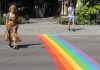 Consell de Cent se llena de color con una intervención reivindicativa Consell de Cent se llena de color con una intervención reivindicativa