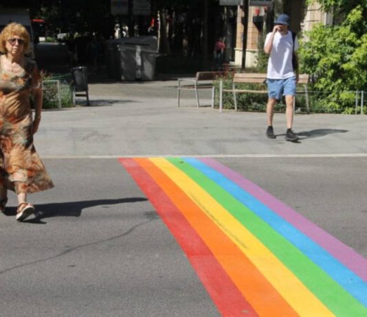 Consell de Cent se llena de color con una intervención reivindicativa Consell de Cent se llena de color con una intervención reivindicativa