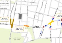 La calle Gran de Sant Andreu mejora su pavimento con obras durante julio La calle Gran de Sant Andreu mejora su pavimento con obras durante julio