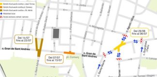 La calle Gran de Sant Andreu mejora su pavimento con obras durante julio La calle Gran de Sant Andreu mejora su pavimento con obras durante julio