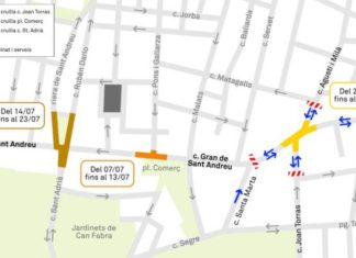 La calle Gran de Sant Andreu mejora su pavimento con obras durante julio La calle Gran de Sant Andreu mejora su pavimento con obras durante julio