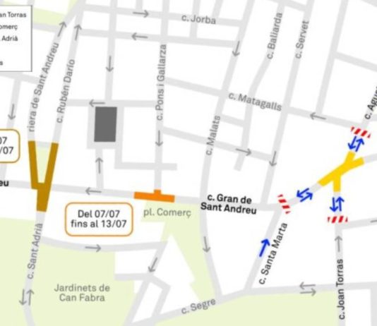 La calle Gran de Sant Andreu mejora su pavimento con obras durante julio La calle Gran de Sant Andreu mejora su pavimento con obras durante julio