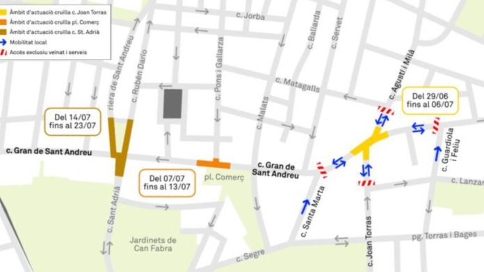 La calle Gran de Sant Andreu mejora su pavimento con obras durante julio