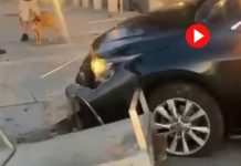 Espectacular accidente de un conductor de Cabify en la Barceloneta Espectacular accidente de un conductor de Cabify en la Barceloneta