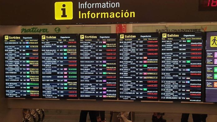Cancelados 45 vuelos en El Prat por las fuertes lluvias
